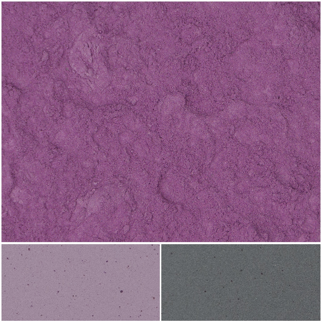 Bichroma Violet pigment powder displayed with shades of purple and gray.