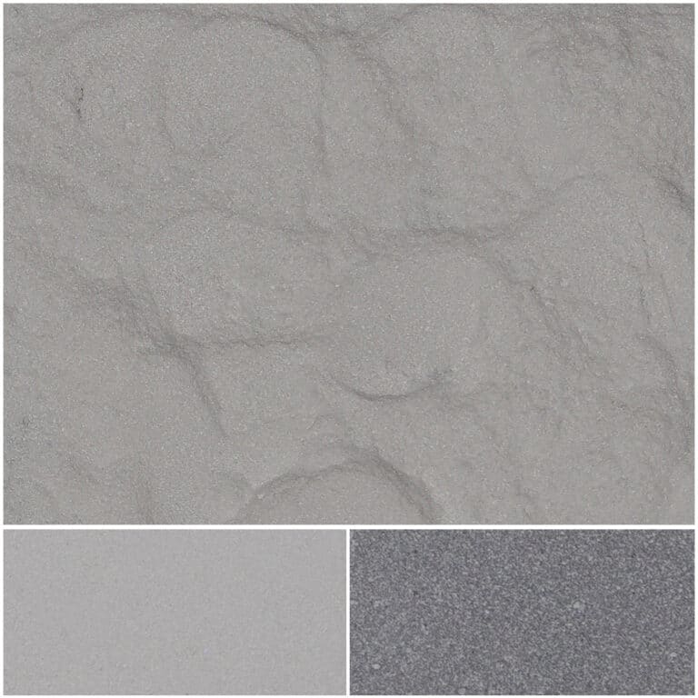 Biluna 2600 UVS surface samples showcasing unique gray textures and finishes.