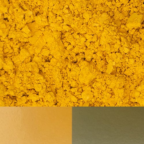 Vibrant yellow plantain powder showcases its rich color and texture for culinary use.