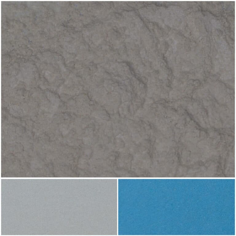 Pearl Blue optique sample showcasing textured surfaces in gray and blue hues.
