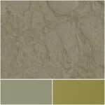 Satin gold textured surface with accent colors in light green and olive.