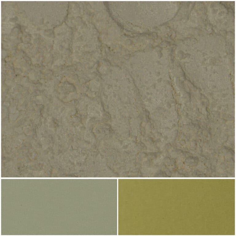 Satin gold textured surface with accent colors in light green and olive.