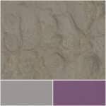 Textured fabric swatches in optic satin red, gray, and purple hues.