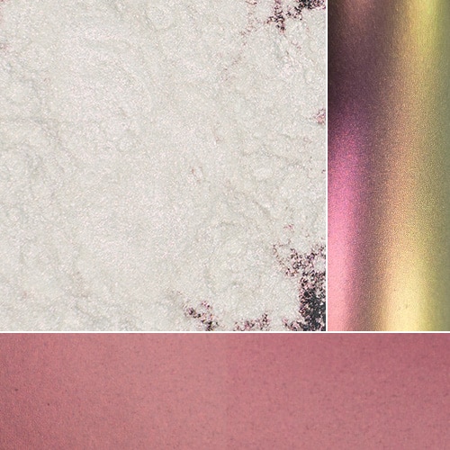 Glitter powder swatches showcase iridescent colors and textures for arts and crafts.