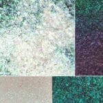 Iridescent glitter sparkles in various textures and colors for creative projects.
