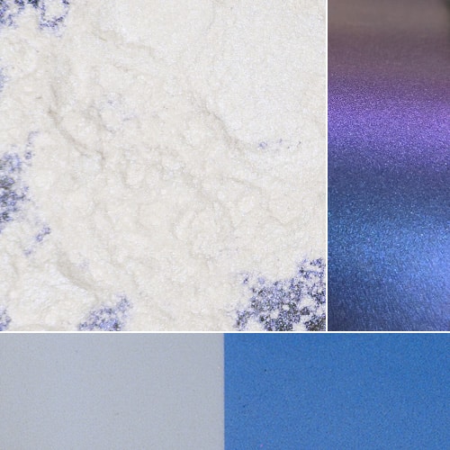 Shimmering powder swatch showcasing vibrant colors for cosmetic and artistic use.