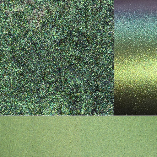 Metallic green texture showcasing vibrant colors and unique reflective qualities.