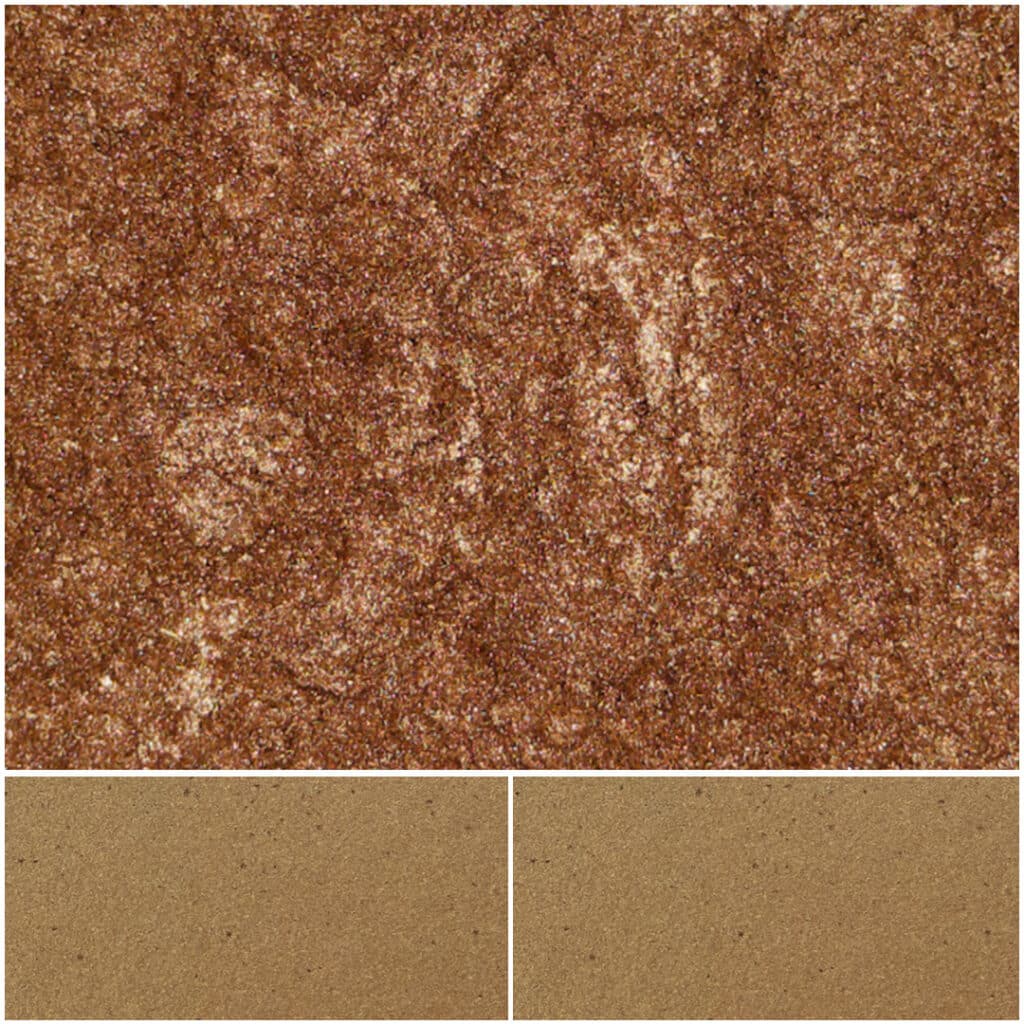 Rich bronze pigment texture ideal for makeup and art applications.