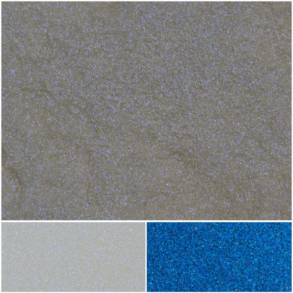 Diamond crystal violet pigments showcase delicate hues and shimmering textures.