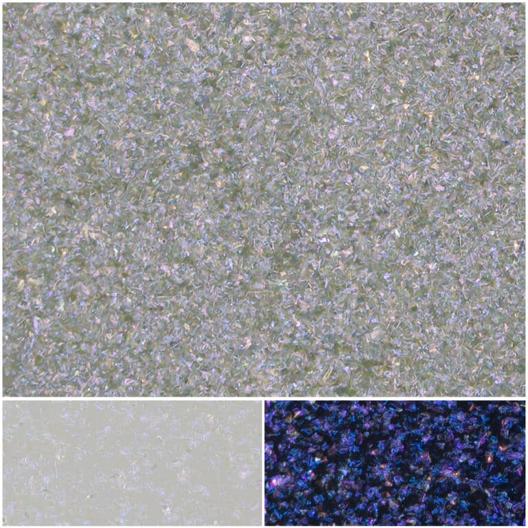 Vibrant diamond-like glitter in violet shades for creative projects and designs.