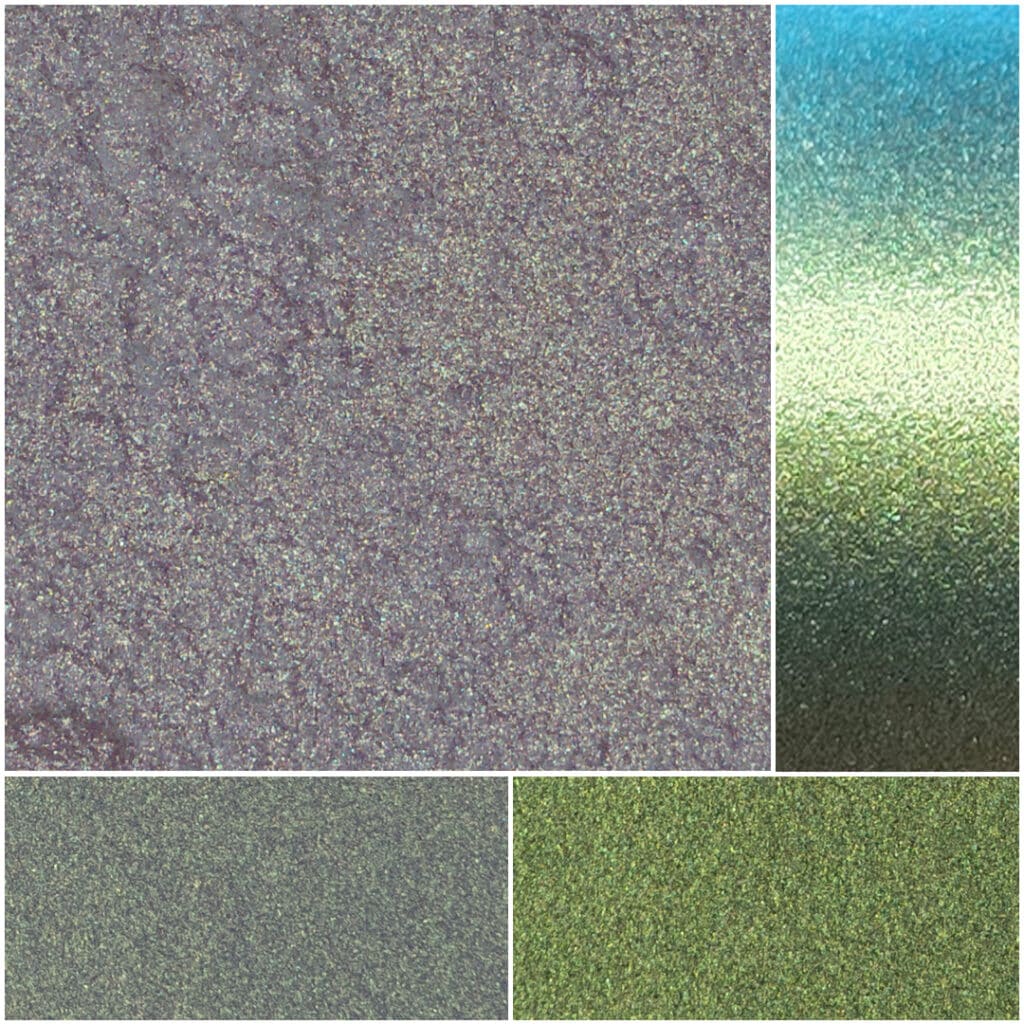 Vibrant diamond textures showcasing sparkling gradients in shades of green and gray.