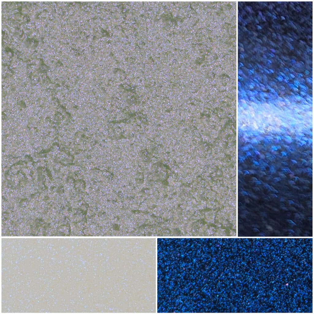 Colorful diamond variable patterns showcasing unique textures and shimmering effects.