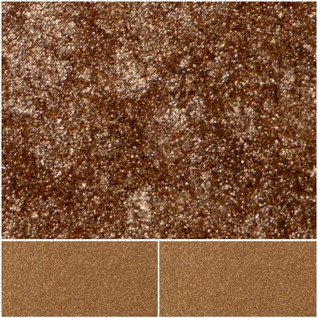 Shimmering bronze pigment ideal for makeup, art, and crafting projects.