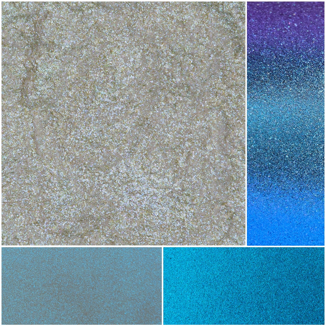 Stunning glitter textures showcasing various shades of blue and silver hues.