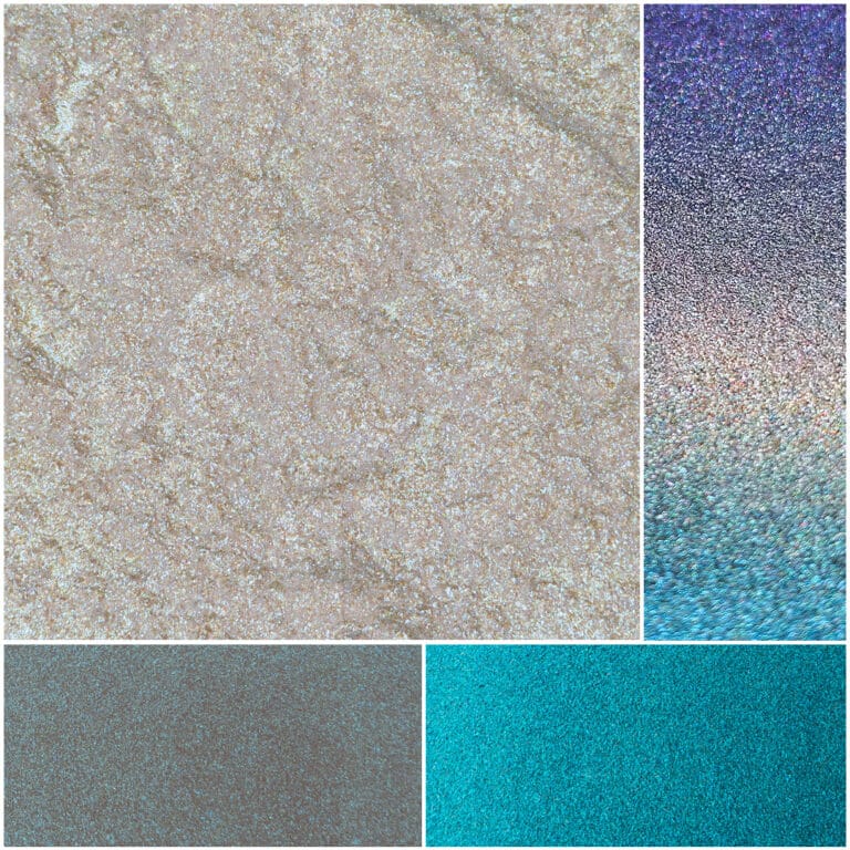 Elegant glass texture images showcasing various shimmering colors and patterns.