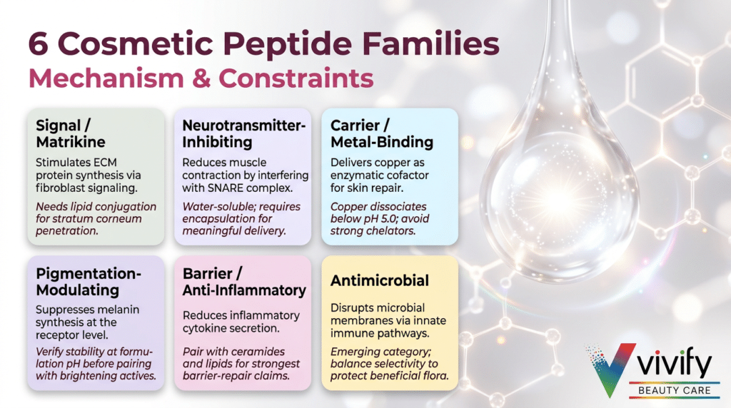 Explore six cosmetic peptide families for effective skin repair and enhancement strategies.