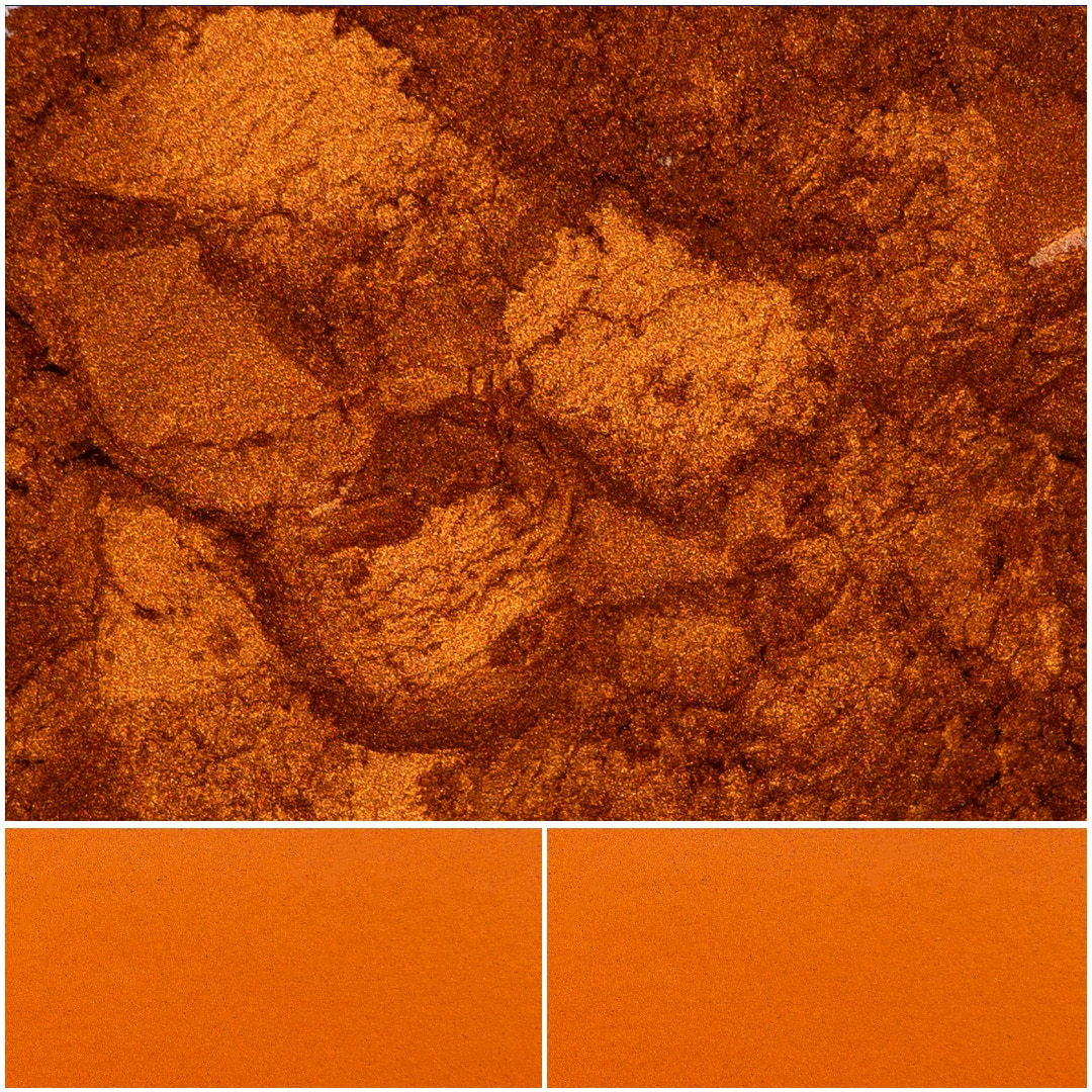Vibrant copper pigment texture for art and design projects.