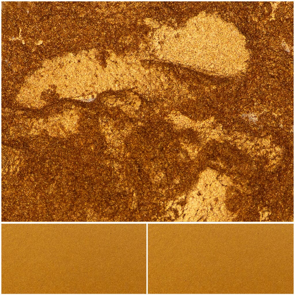 Marvel Tan Dust is a vibrant, shimmering pigment for art and cosmetics.