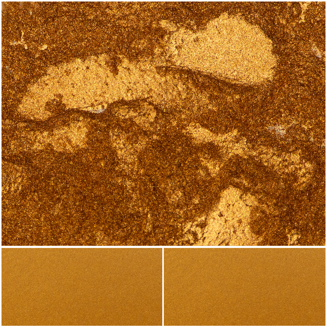 Marvel Tan Dust is a vibrant, shimmering pigment for art and cosmetics.