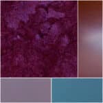 Vibrant color palette featuring rich maroon, purples, and elegant teal textures.