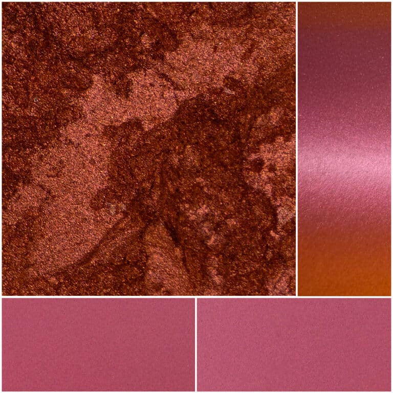 Rich, vibrant shades of pink and red mineral pigments for makeup artist creativity.