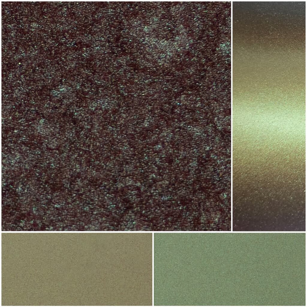 Micamira YGB64 color swatches showcasing rich greens and browns for design inspiration.