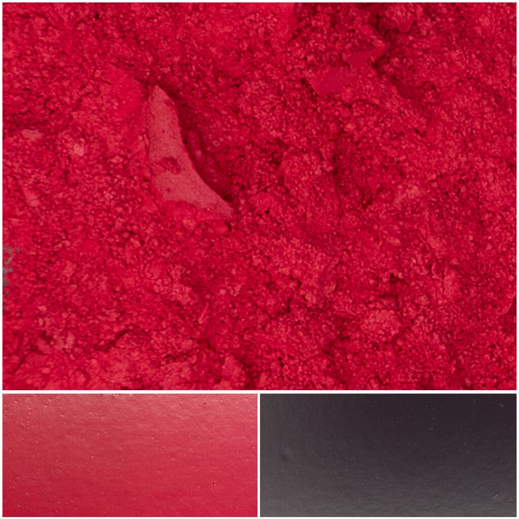 Vibrant cranberry powder showcased with rich red and contrasting shades for artistic inspiration.
