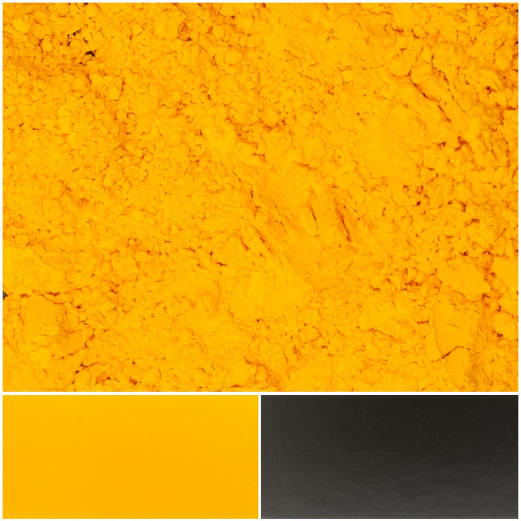 Vibrant yellow mango powder showcasing rich color and texture for culinary uses.