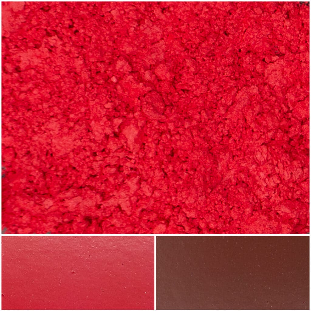 Vibrant red powder resembling watermelon, perfect for art and crafts projects.