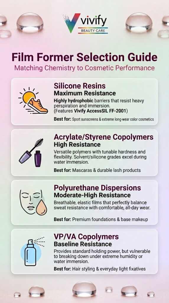 Cosmetic film former selection guide for resistant beauty products and performance solutions.