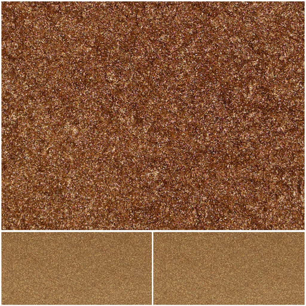 Rich bronze shimmer pigment ideal for makeup and crafts.