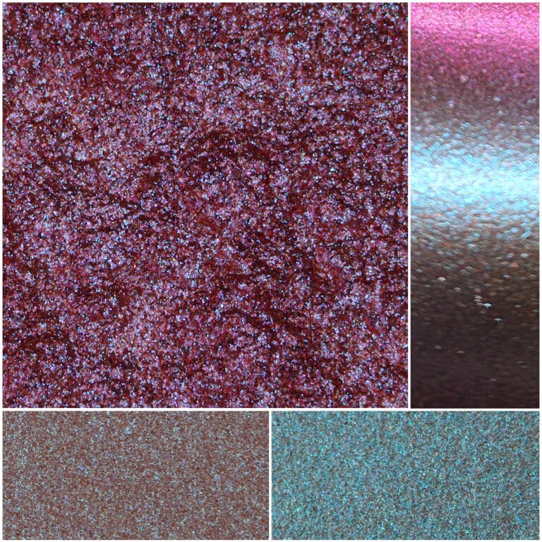 Sparkling Fiesta Gemini BRO48 glitters in red and blue hues for vibrant makeup applications.