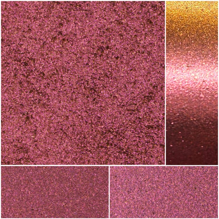 Vibrant pink glitter swatches in a textured display, perfect for art projects and crafts.