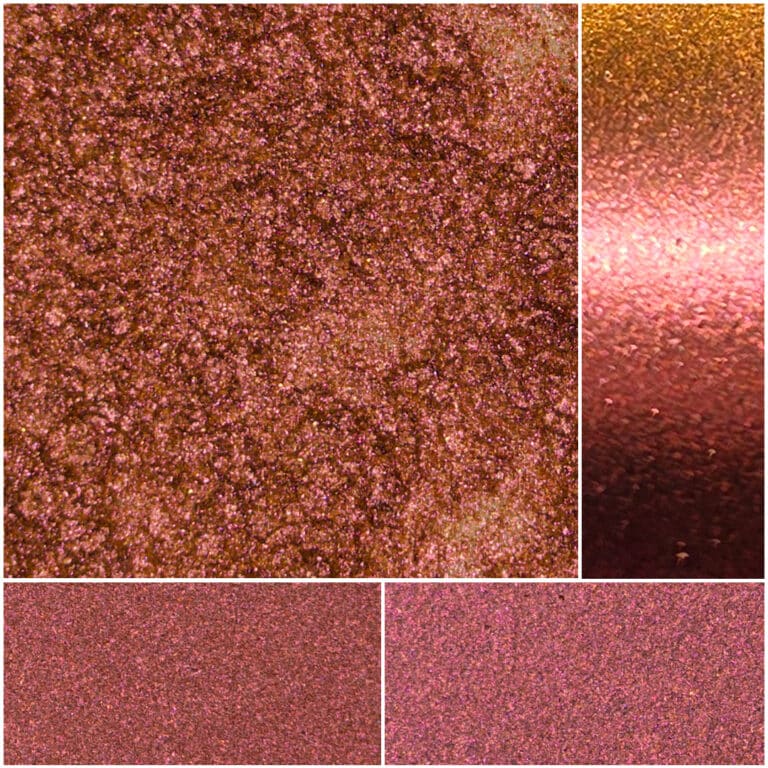 Vibrant Fiesta Gemini ROG-25 shimmering eyeshadow in rich rose gold hues.