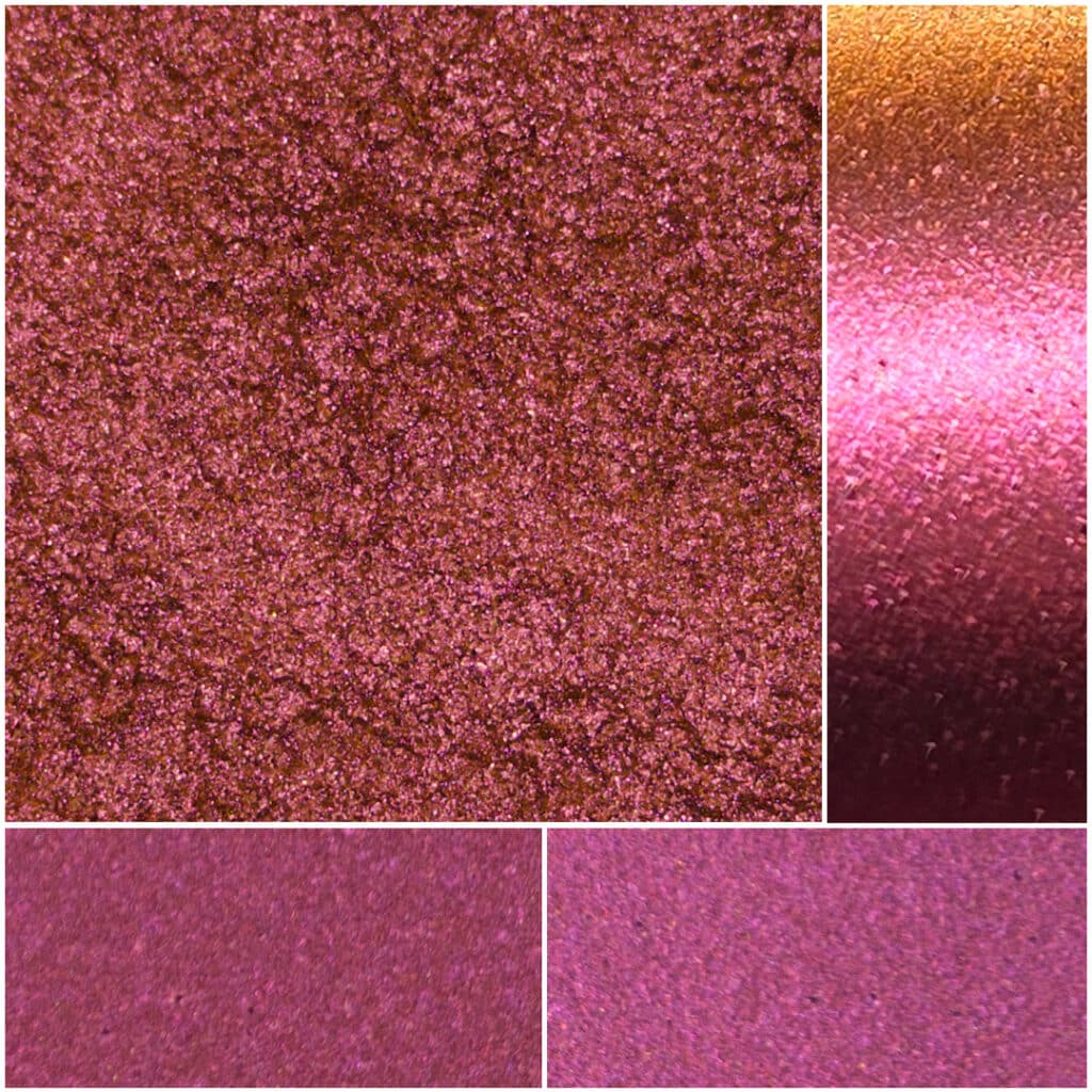 Vibrant pink shimmer swatches from Fiesta Gemini ROY-26 perfect for makeup enthusiasts.