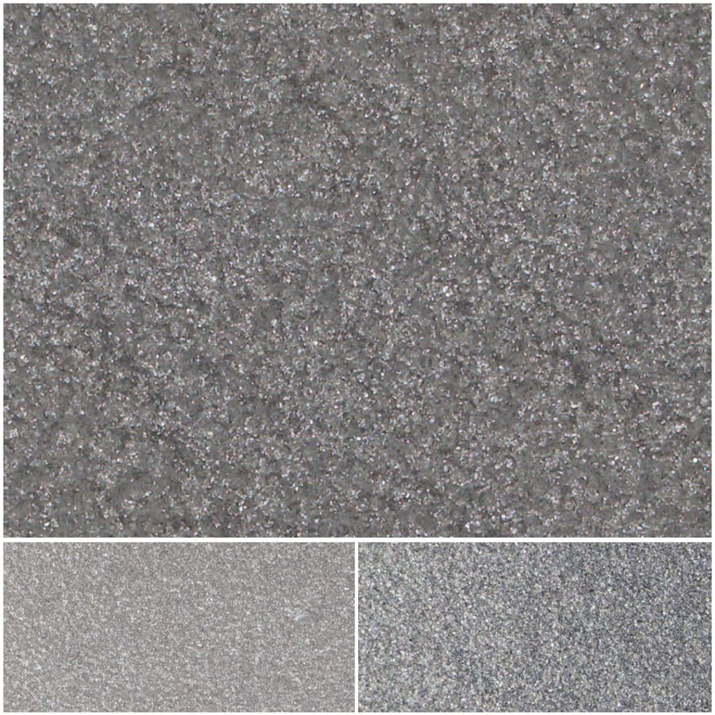 Fiesta Sparkle White stone surface with shimmering gray texture for modern designs.