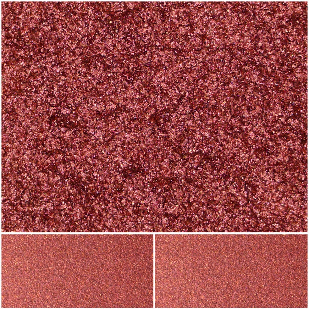 Vibrant red glitter with sparkling texture for makeup and crafts.