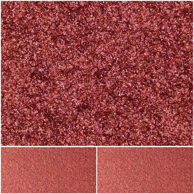 Vibrant red glitter with sparkling texture for makeup and crafts.