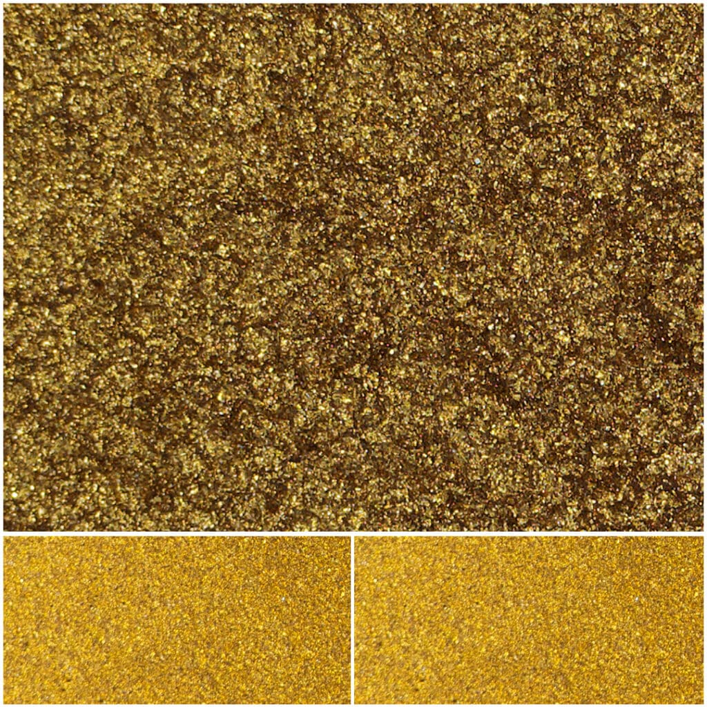 Shimmering gold glitter for crafts, decorations, and creative projects.