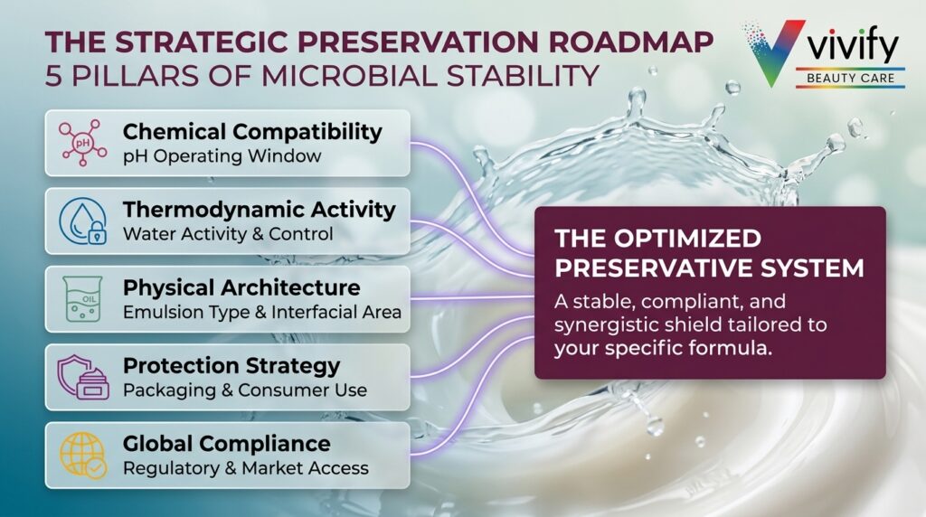 Optimized cosmetic preservative system enhances microbial stability in beauty care products.