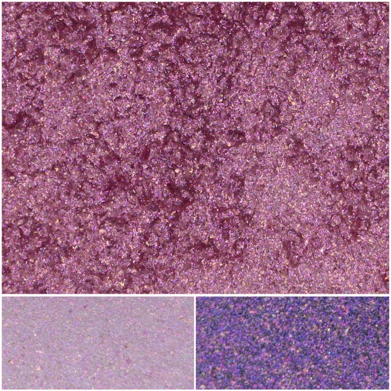Glamour Carmine Pink shimmer eyeshadow in vibrant pink tones with sparkles.