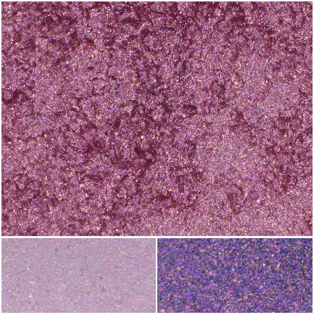 Glamour Carmine Pink shimmer eyeshadow in vibrant pink tones with sparkles.