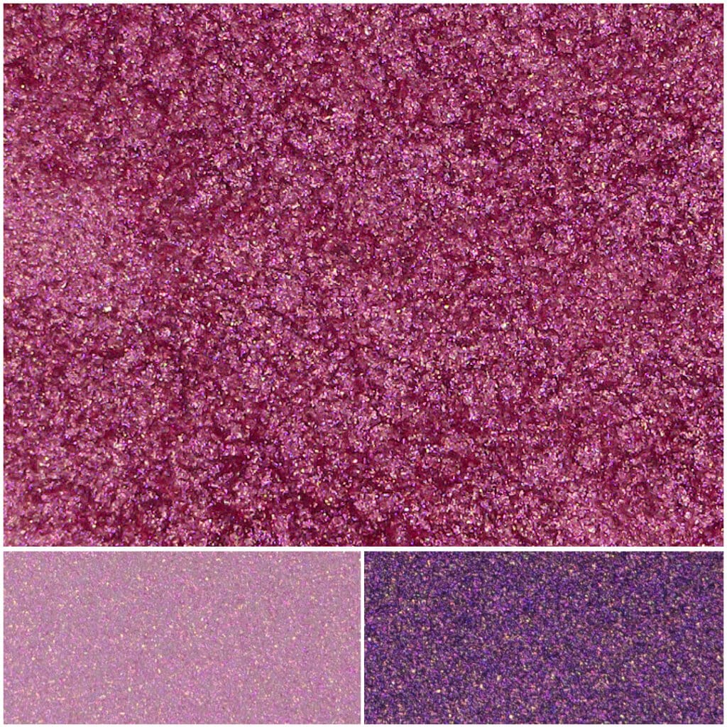 Vibrant hot pink shimmer glitter perfect for makeup and crafts.