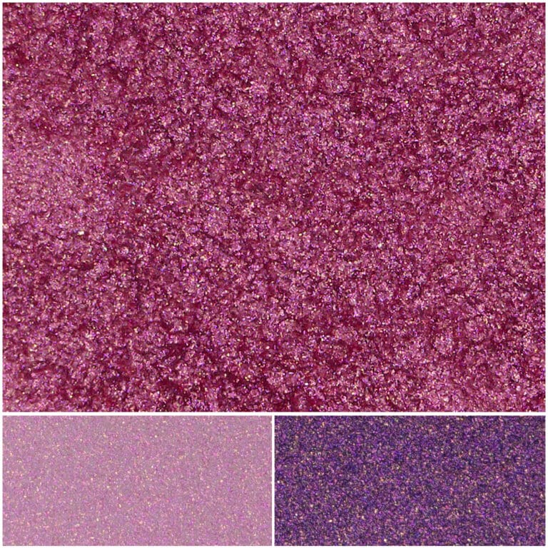 Vibrant hot pink shimmer glitter perfect for makeup and crafts.