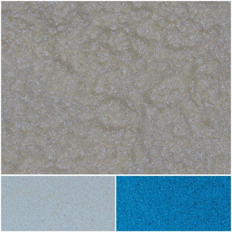 Glamour Interference Blue showcases a textured, shimmering surface with varying blue hues.