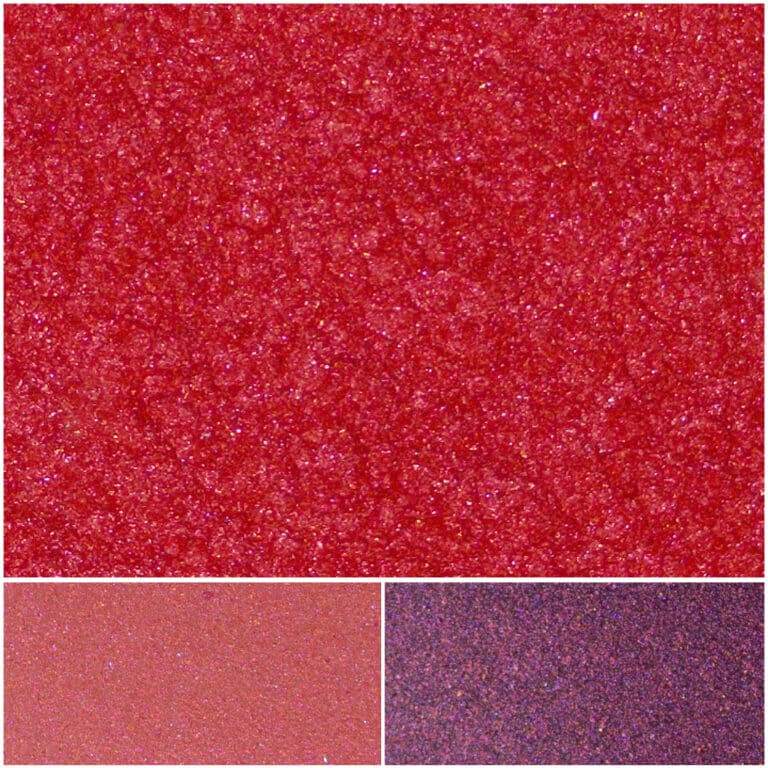 Vibrant red shimmer swatch showcasing Glamour Tropic Red beauty and color richness.