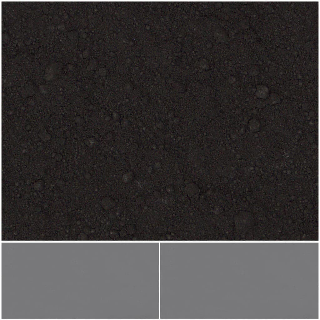 Matte black mica powder for versatile applications in art and design projects.