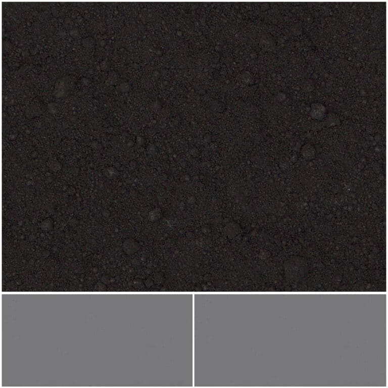 Matte black mica powder for versatile applications in art and design projects.