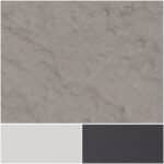 SanMica AV features textured surfaces in gray, white, and black for versatile design applications.