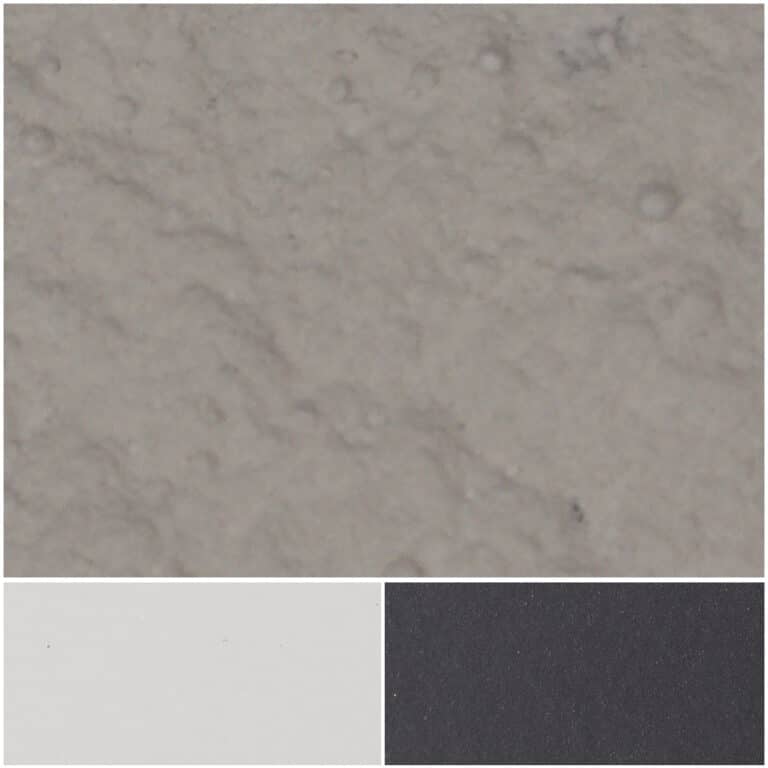 SanMica AV features textured surfaces in gray, white, and black for versatile design applications.